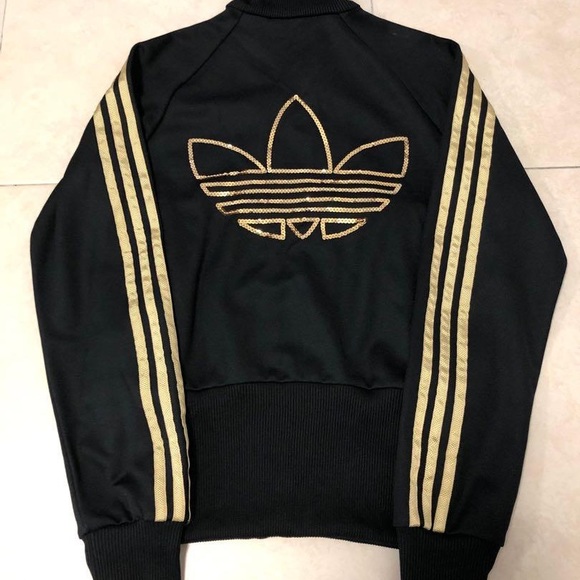 Adidas Black & Gold Sequin Sweater (Great Condition) 53% Cotton , 47% Polyester - Picture 2 of 13